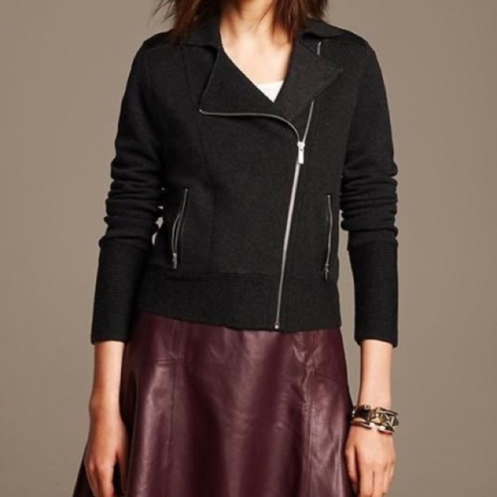 Banana Republic Moto Jacket Sweater Gray S